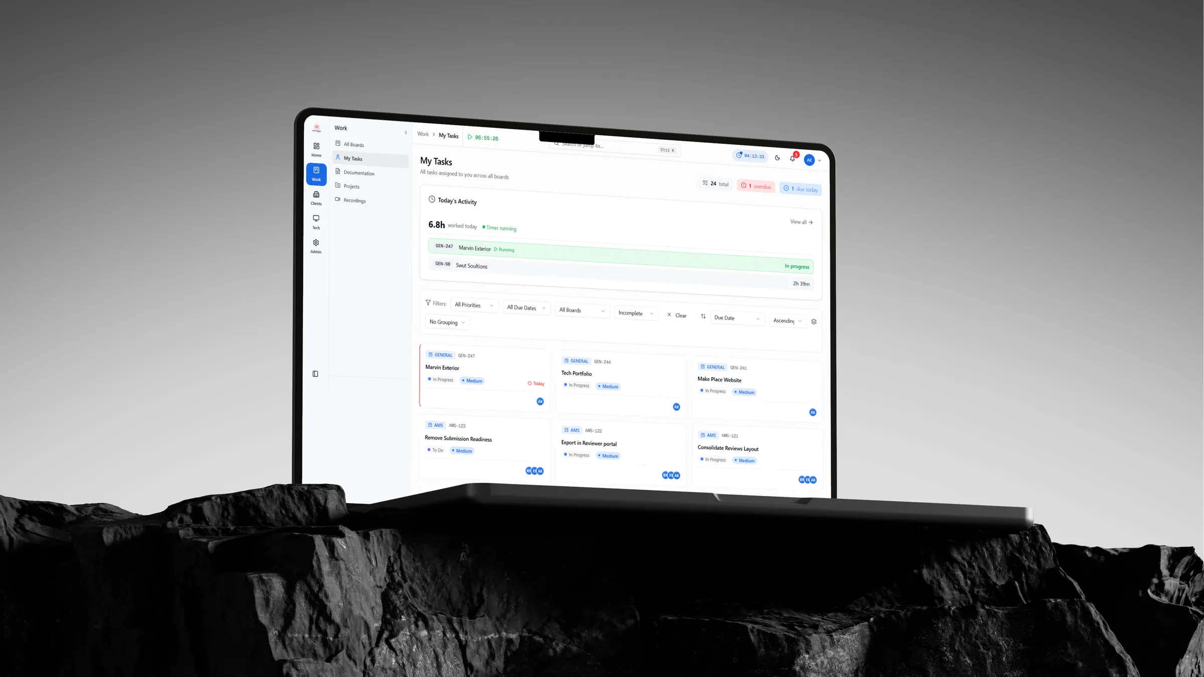 CloudQuila — Daily work screen