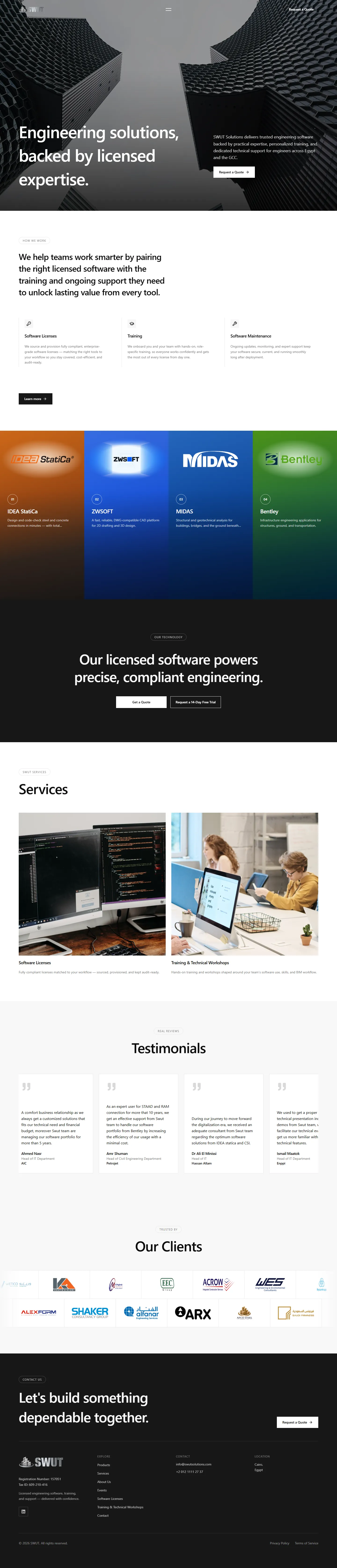 New SWUT Solutions website, full page